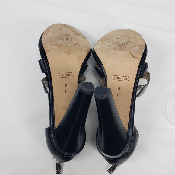 **COACH** BLACK HEELS Python Embossed Mirrored Leather  8 - Picture 11 of 12